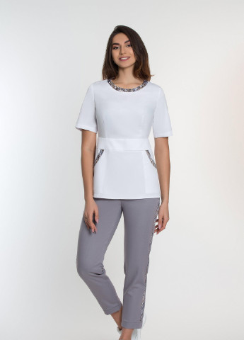 Белая демисезонная медицинская блуза (белый) MioMed