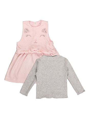Розовый демисезонный комплект для девочек платье, джемпер Фламинго Текстиль