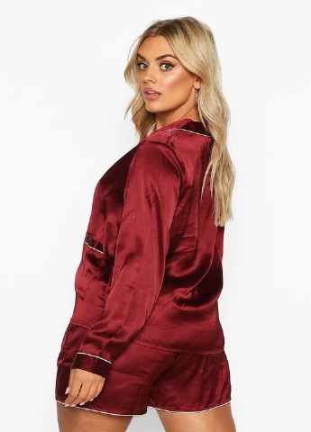 Бордовая всесезон пижама Boohoo