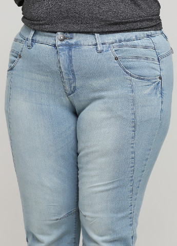 Голубые демисезонные прямые джинсы Sheego