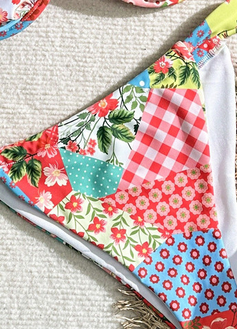 Комбинированный летний купальник раздельный SHEIN