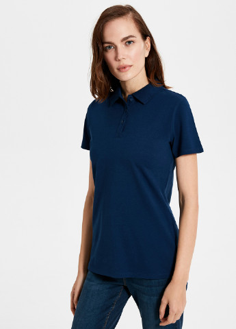 Темно-синяя женская футболка-поло LC Waikiki однотонная