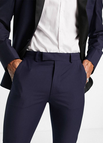 Синие кэжуал демисезонные зауженные брюки Asos