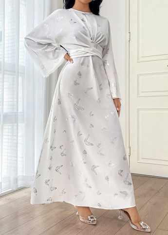 Белое вечернее, кэжуал платье в стиле ампир SHEIN бабочки