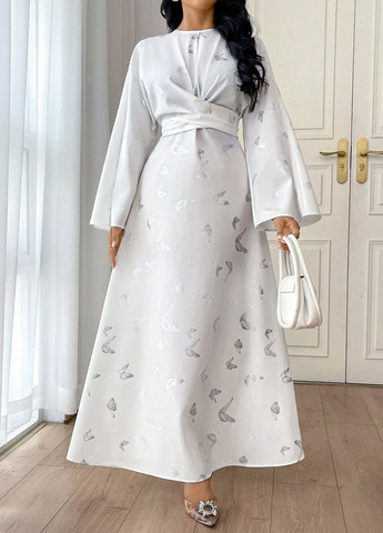 Белое вечернее, кэжуал платье в стиле ампир SHEIN бабочки