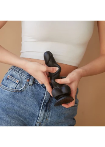 Реалістичний фалоімітатор SLIDING SKIN REALISTIC DILDO BLACK - S, ефект рухливої шкіри Strap-On-Me (254885523)