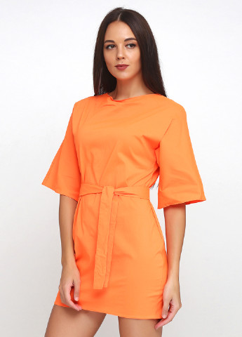 Оранжевое кэжуал платье платье-футболка Podium однотонное