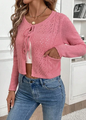 Светло-розовый демисезонный кардиган SHEIN