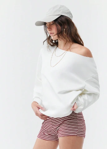 Белый свитшот SHEIN однотонный без декора (342965525)