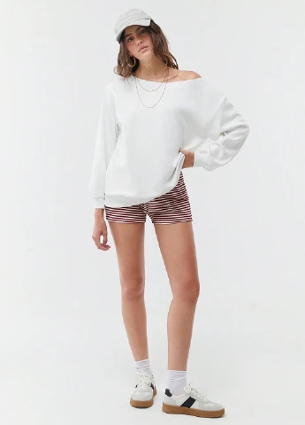 Белый свитшот SHEIN однотонный без декора (342965525)