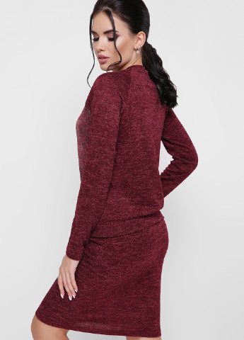 Костюм (свитшот, юбка) Fashion Up с длинным рукавом меланж бордовый кэжуал