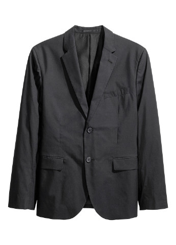 Пиджак H&M однобортный однотонный чёрный деловой хлопок