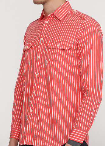 Коралловая кэжуал рубашка в полоску Ralph Lauren с длинным рукавом