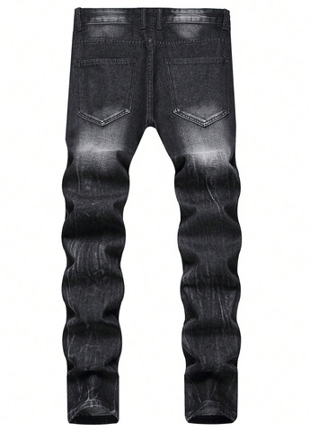 Темно-серые летние слим джинсы SHEIN