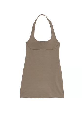 Темно-бежевое кэжуал платье с открытой спиной Victoria's Secret однотонное