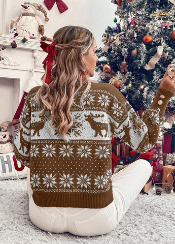 Комбинированный зимний свитер SHEIN