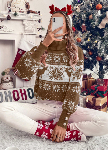 Комбинированный зимний свитер SHEIN