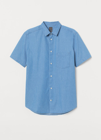 Темно-голубой кэжуал рубашка однотонная H&M