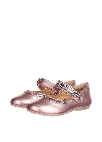 Детские розовые кэжуал туфли на низком каблуке Moschino для девочки