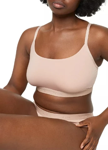 Бежевий топ бюстгальтер Calvin Klein без кісточок трикотаж, нейлон