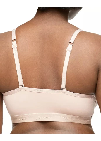 Бежевий топ бюстгальтер Calvin Klein без кісточок трикотаж, нейлон