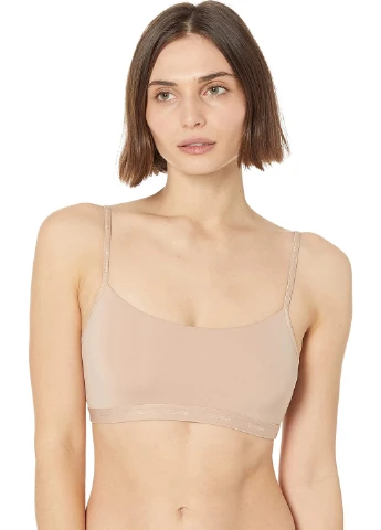 Бежевий топ бюстгальтер Calvin Klein без кісточок трикотаж, нейлон
