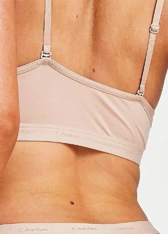 Бежевий топ бюстгальтер Calvin Klein без кісточок трикотаж, нейлон