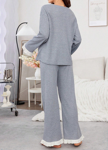 Сіра всесезон піжама для вагітних (лонгслів, штани) лонгслів + брюки SHEIN
