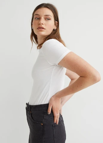 Футболка,білий, H&M Basic - (254655418)