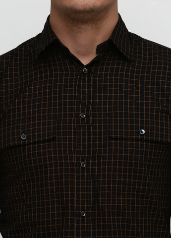 Темно-коричневая кэжуал рубашка в клетку Ralph Lauren с длинным рукавом