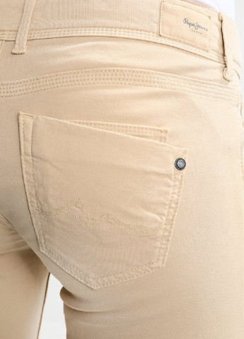 Бежевые кэжуал демисезонные зауженные брюки Pepe Jeans