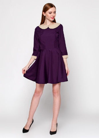 Фиолетовое кэжуал платье с длинным рукавом ANVI однотонное