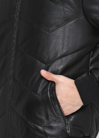 Черная зимняя куртка кожаная (мех мутон) Undo