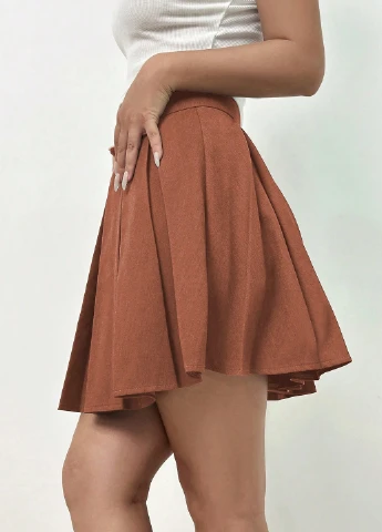 Коричневая кэжуал однотонная юбка SHEIN плиссе