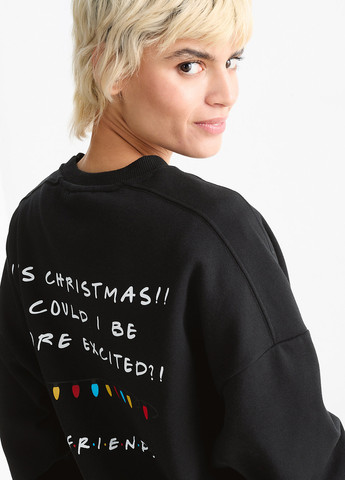 Чорний світшот C&A новорічний без декору (362208439)