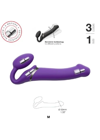 Безремневий страпон з вібрацією Vibrating Violet M діаметр 3,3 см, пульт дистанційного керування, регульований Strap-On-Me (254152287)