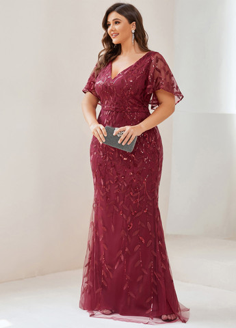 Бордовое вечернее платье в греческом стиле SHEIN однотонное