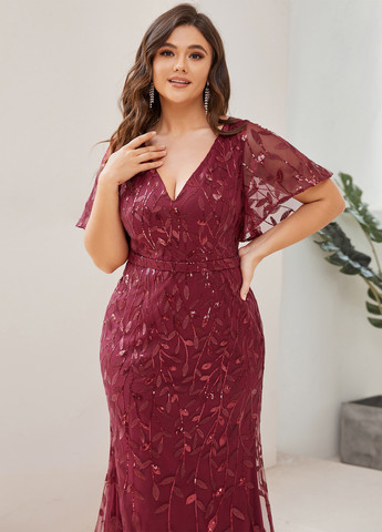 Бордовое вечернее платье в греческом стиле SHEIN однотонное