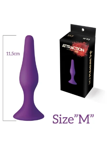 Анальная пробка на присоске Attraction Toys №33 Purple, длина 11,5cм, диаметр 3см MAI (254953836)