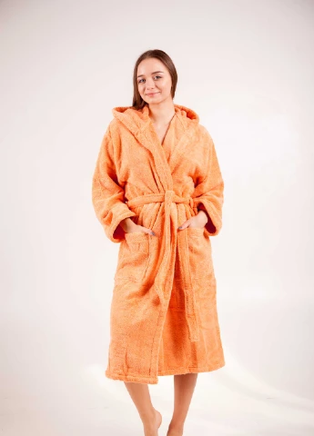 Халат махровий Bella, MicroCotton, однобарвний, персиковий, розмір XXXL (3800980994705) Bulgaria-Tex (251707695)