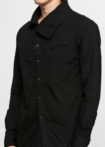 Черная кэжуал рубашка однотонная Humor с длинным рукавом