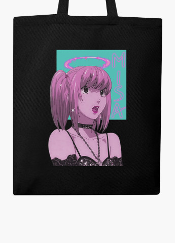 Еко сумка шоппер чорна Мисан Амане Зошит смерті (Misa Amane Death Note) (9227-2827-BK-1) Еко сумка шоппер чорна 41*35 см MobiPrint (221682955)