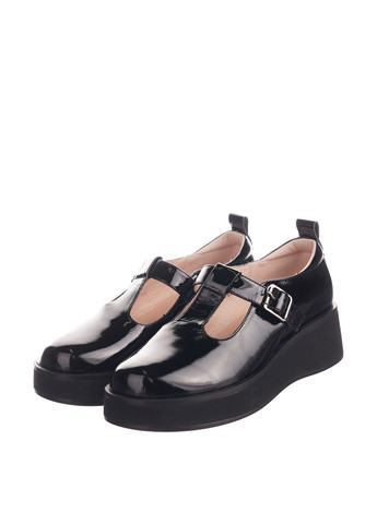 Черные женские кэжуал туфли лаковые без каблука украинские - фото