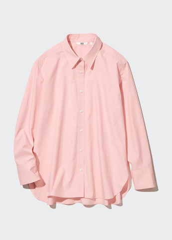 Розовая кэжуал рубашка однотонная Uniqlo