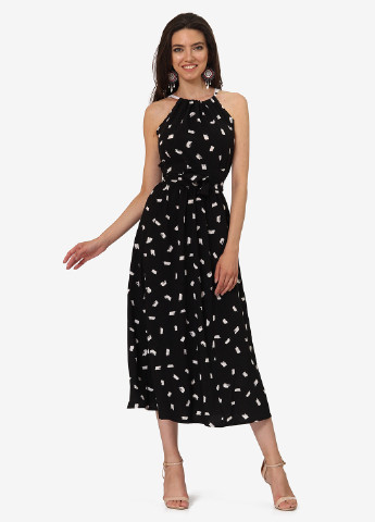 Чорно-білий кежуал сукня, сукня кльош Lila Kass з абстрактним візерунком