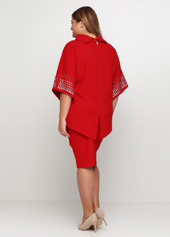 Костюм (блуза, юбка) Biljana юбочный однотонный красный кэжуал
