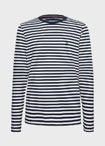 Черно-белый демисезонный кэжуал лонгслив Tommy Hilfiger в полоску