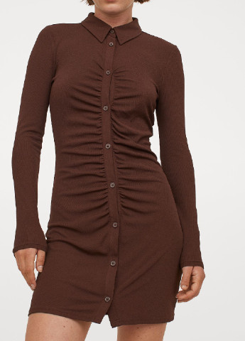 Темно-коричнева кежуал плаття, сукня H&M однотонна