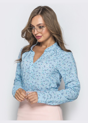Блакитна блакитна блузка з квітковим принтом і v-вирізом Dressa