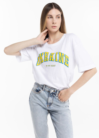 Белая летняя футболка "ukraine in my heart" On mee